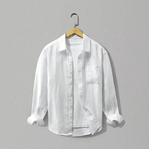 Chemise décontractée en lin pour homme, simple, tendance, ample et polyvalente - Product Image 2