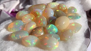 Opales éthiopiennes naturelles, ovales, rondes et en forme de poire, cabochons multi-feu, pierres précieuses en vrac à dos plat pour la fabrication de bijoux - Product Image 2