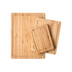Ensemble de 3 planches à découper en bambou naturel, avec rainures pour les jus, en provenance du Vietnam. - Product Image 1