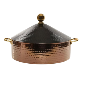 Nouveauté : Réchaud de luxe en acier inoxydable martelé doré, style turc, avec couvercle en dôme, design élégant. - Product Image 2