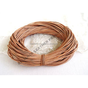 Cordón de Cuero Genuino de Grano Completo de 1 mm, Color Natural, Redondo, Chapado en Oro de 18K para la Fabricación de Collares - Product Image 6