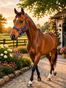 Equestrian Nylon <b>Halter</b> in Blue-Brown Breakaway Style Horse Accessory PVC and PP Material Model ESE-HAL-036 OEM Brand - Product Image 2
