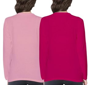 T-shirt à manches longues et col rond multicolores pour femmes, en coton doux, à porter en toutes saisons - Product Image 2