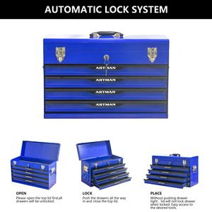 20-Inch Steel Portable Tool <b>Box</b> <b>with</b> <b>Lock</b> Closure Metal Drawers and Powder Coating Organizer for Tool Storage - Product Image 2