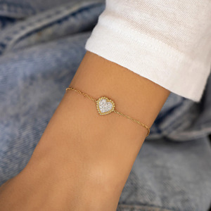 สร้อยข้อมือประดับเพชรทรงหัวใจสีขาวทองคำขาว - Product Image 2
