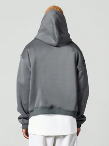 Sweat à capuche pour homme OEM, coupe oversize à épaules tombantes, avec empiècement contrastant, logo personnalisé, style ample et épais, 480 GSM, 100% coton - Product Image 5