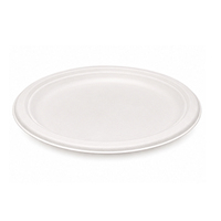 Assiette jetable en bagasse blanche de 9 pouces, robuste, biodégradable, compostable, compatible micro-ondes, pour la restauration événementielle