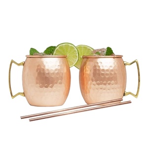 Taza de mula de Moscú redonda martillada, 300 ML, para servir cóctel, tazón de cobre puro de primera calidad, utensilios de cocina de pulido Original - Product Image 1