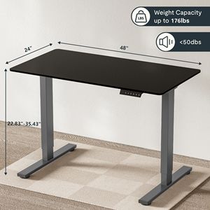 Scrivania Elettrica Regolabile in Altezza 48 x 24 Pollici, Postazione di Lavoro per Casa e Ufficio, Telaio Grigio, Scrivania Sit-Stand - Product Image 3