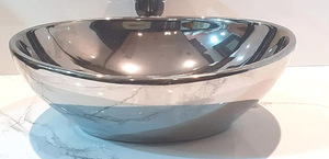 Lavabo de latón de doble pared con acabado niquelado brillante DS-116, de 40 cm, para el hogar, de lujo y duradero, de la marca Delicate Metals. - Product Image 3
