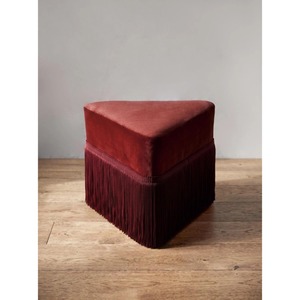 Pouf triangulaire en velours avec franges, style bohème, ottoman en tissu, décoration de salon - Product Image 3
