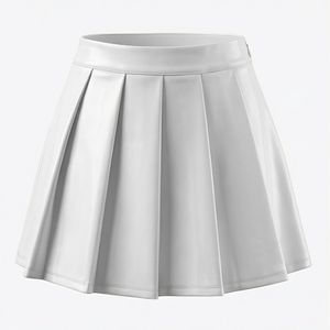 Jupe crayon plissée taille haute pour femme avec poche, en denim brillant, style coréen - Product Image 1