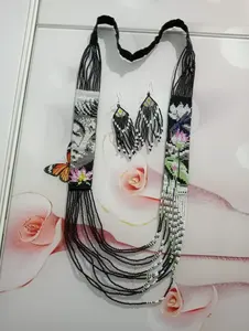 Style tendance | Chunky | Ethnique | Tribal | Collier ukrainien | Unique | Collier pour femme africaine avec boucles d'oreilles, pour les femmes talentueuses/ukrainiennes - Product Image 6