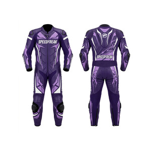 SPEEDFREAK Men's One-Piece Motorcycle Racing <b>Suit</b> Full Sleeve Breathable All Seasons Purple Design - Product Image 1