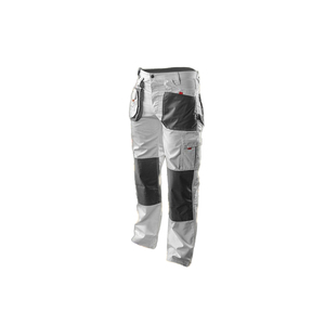 Pantalon de sécurité pour hommes, travail, ANSI Classe 2, blanc/gris, genoux renforcés, plusieurs poches, durabilité, industriel, LED FLASH, polyester, séchage rapide - Product Image 5