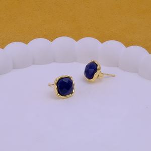 Pendientes de botón de latón chapados en oro con circonitas, diseño de cojín, hechos a mano, antideslustre, unisex, gran idea de regalo - Product Image 5