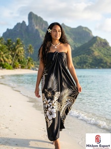 Paréo tissé personnalisé à pois, Sarong polynésien léger à motifs floraux, Cache-maillot tropical pour la plage, Vêtement d'été, Fabricant et fournisseur OEM ODM - Product Image 3