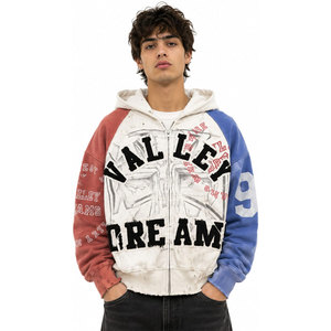เสื้อฮู้ดโอเวอร์ไซส์ Valley Dreams แขนเสื้อแบบแร็กแลน ผ้าฝ้ายเฟรนช์เทอร์รี่ สไตล์สตรีทแวร์สำหรับผู้ชาย แฟชั่นฤดูใบไม้ร่วง - Product Image 4