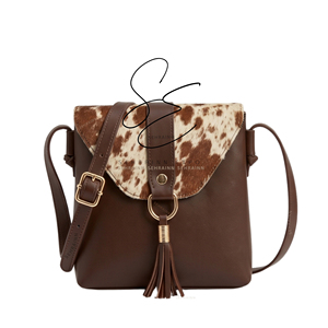SEHRAINN Genuine Leather Crossbody Sling Bag With Real Hairon Hide Boho Style Tassel Purse Custom <b>Mini</b> Shoulder Bag For Women - Product Image 1