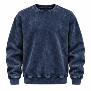 Sweat-shirt oversize en molleton 100% coton, vêtement décontracté d'hiver, épaules tombantes, col rond, logo brodé personnalisé, respectueux de l'environnement - Product Image 3