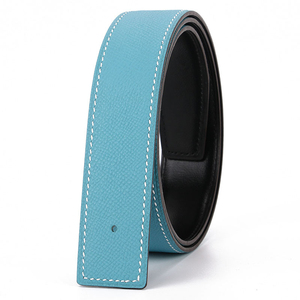 Cinturón de Cuero Genuino Trenzado con Borde Ajustable de 3.5cm para Hombre, con Hebilla de Aleación de Cierre Automático y Costuras en Contraste Blancas - Product Image 2