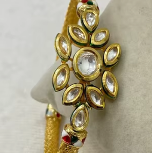 Designer Gold Plated Openable Bracelet for Girls and Women Simple Fashionable <b>Charm</b> Bracelet with Sparkling Stones Look For Wear - Product Image 2