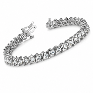Bracelets tennis pour femmes en moissanite sertie en barre, en argent sterling 925, diamants ronds brillants, bijoux faits à la main - Product Image 1