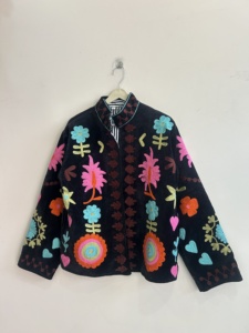 Velvet Suzani <b>Jacket</b> With Indian Embroidered Art Work Boho <b>Women</b> <b>Jacket</b> - Product Image 4