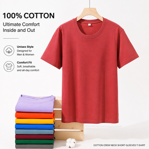 T-shirt unisexe OEM en coton pur 180G, manches courtes, style classique, uni, col rond, décontracté, basique, vêtements d'été, vente en gros - Product Image 2