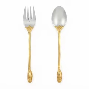 Ensemble de couverts vintage en métal pour salade, fourchette et cuillère, finition miroir, passe au lave-vaisselle, pour mariage - Product Image 2