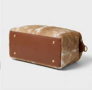 Custom Genuine Leather Zipper Hair for Bag Premium Hair-on-Hide <b>Makeup</b> <b>Case</b> Luxury OEM Travel Shaving Kit Bag LHON-0001 - Product Image 4