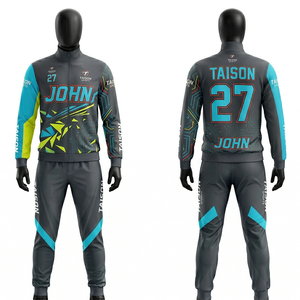 Premium 280GSM Polyester Spandex <b>Roller</b> Skating Tracksuit Men Black Teal Panel Design Breathable Stretch Custom Sublimation Logo - Product Image 1