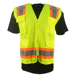 เสื้อกั๊กนิรภัยสะท้อนแสงสีเขียวสะท้อนแสงแบบสวมใส่สบายสำหรับฤดูร้อน ระบายอากาศได้ดี คอวี มีกระเป๋าสำหรับทำงาน แบบสวมหัว กลับด้านได้ สำหรับผู้ชาย - Product Image 1