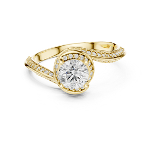 แหวนเพชรทรงกลมทองคำ 14K สำหรับผู้หญิง |   ชุดลำลองสำหรับใส่ทุกวัน |   เพชรที่เพิ่งเพาะเลี้ยง - Product Image 1