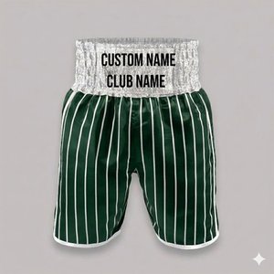 Shorts de boxe bleus personnalisés avec nom, ceinture à paillettes, rayures fines, en satin, pour le kickboxing, vente en gros, vêtements de sport personnalisés pour l'entraînement - Product Image 4