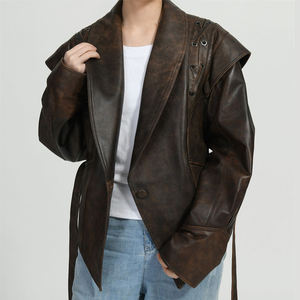 Wholesale Genuine <b>Leather</b> <b>Jacket</b> Goatskin <b>Jacket</b> Regular Fit <b>Jacket</b> Custom Logo Factory Price Export - Product Image 5