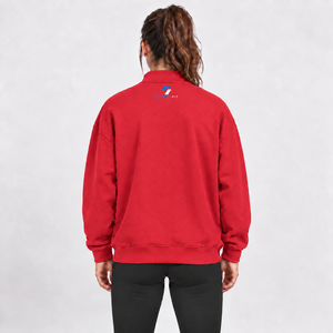 Sweat-shirt à col montant pour femme Storm Fit, rouge, manches longues, en molleton tricoté uni, respirant, streetwear d'hiver, brodé - Product Image 2