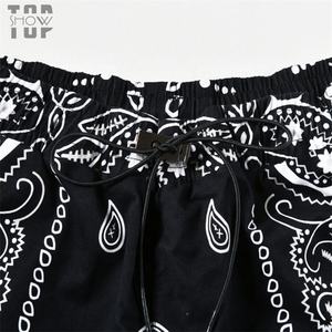Shorts cargo pour homme, imprimé paisley noir, taille élastique, séchage rapide, style bermuda, décontractés - Product Image 3