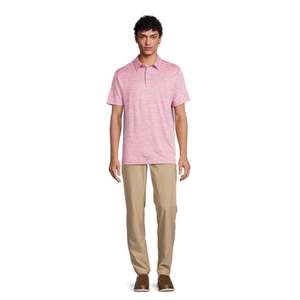 Polo à manches courtes rose uni pour homme, tricoté, respirant, coupe classique décontractée - Product Image 4