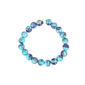 Natural Turquoise & Purple <b>Amethyst</b> Copper Gemstone Beaded 925 Sterling Silver <b>Bracelet</b> for Women Handmade Unisex Jewelry Gift - Product Image 1