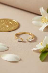<b>Adjustable</b> 925 <b>Sterling</b> <b>Silver</b> Gold Plated Pear Cut Moissanite <b>Ring</b> for Women Fashion Jewelry for Anniversary Engagement Wedding - Product Image 2