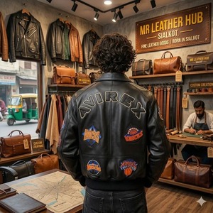Kith X Avirex New York Knicks Leather Bomber Jacket Windproof <b>Heated</b> Eco-Friendly Black Patch Varsity Premium Streetwear <b>Coat</b> - Product Image 6