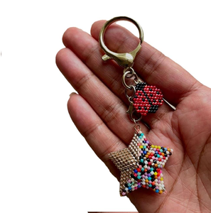 Multicolor Glass Seed Bead Embroidery Keyring Handmade Gift Item Boho Style Handmade Glass Bead Embroidery <b>Key</b> <b>Chain</b> for Women - Product Image 5