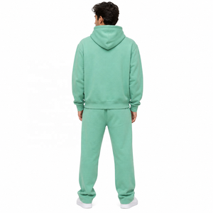 Unisex Oversized Cropped Hooded <b>Tracksuit</b> 100% Cotton Boxy Custom Printed Zip up Hoodies Bootcut Sweatpants Casual Streetwear - Product Image 3