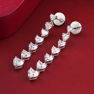 14K White Gold Heart Cut Lab Grown Diamond Linear Drop Earrings 5.36 CT - Product Image 4