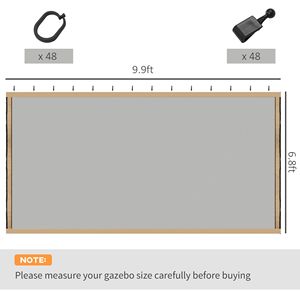 Rete di Ricambio Beige per Pareti Laterali di Gazebo 10x10 e Tende a Baldacchino con Cerniere, Solo Rete Laterale per Giardino - Product Image 3