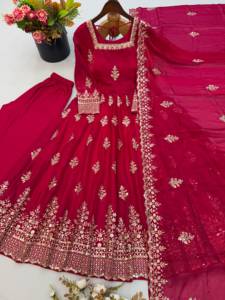 Vestido de seda Fandy con bordado de diseñador y trabajo de lentejuelas, con base de microalgodón y dupatta, completamente cosido, listo para usar. - Product Image 6