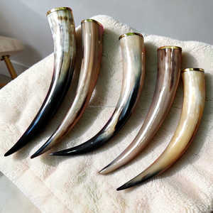 Premium Quality Viking Drinking Ox Horn with Metal Lip Handmade Medieval Style Mug At Best Price - Product Image 4