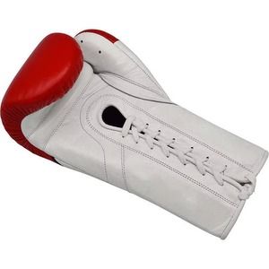 Guantes de Boxeo de Cuero Blancos y Rojos con Cordones, Equipo de Sparring de Dedos Completos para Adultos - Product Image 6
