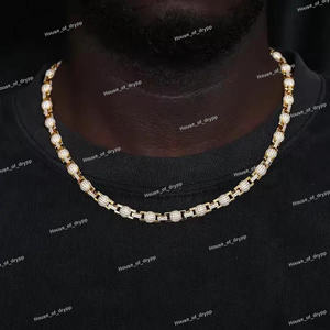 Cadena de Eslabones Redondos con Baño de Oro de Lujo y Diamantes Incrustados, Brillante, Estilo Hip Hop, Unisex, para Fiestas, Joyería de Moda - Product Image 3